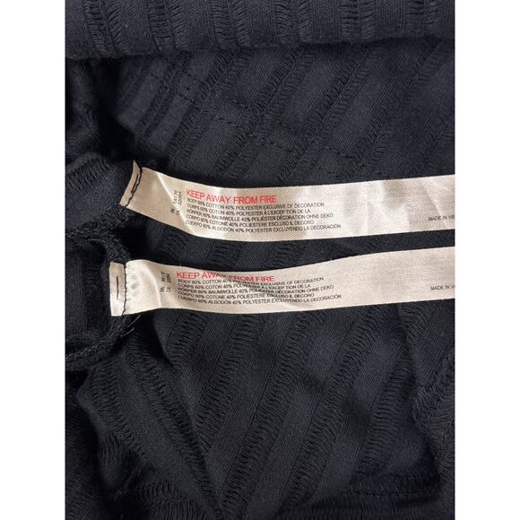 Free People Beach Pacific Set Large Womens Black Ribbed Lounge Semi Sheer 2 Pc - Picture 11 of 11